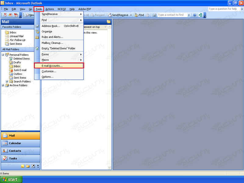 تنظیمات outlook2003