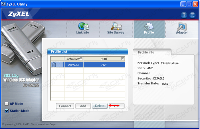 راهنمای تنظیمات ZyXEL G-202 WIRELESSADAPTER UTILITY