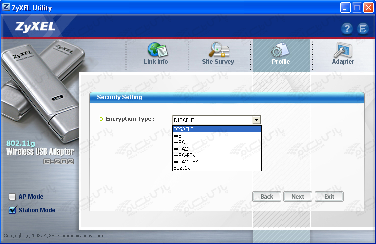 راهنمای تنظیمات ZyXEL G-202 WIRELESSADAPTER UTILITY